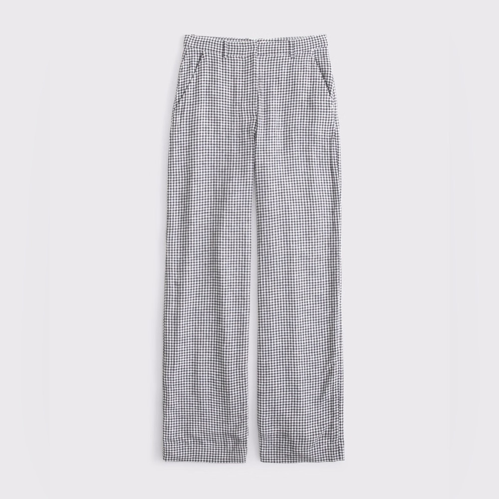 A&F Sloane High Rise Tailored Linen Blend Wide Leg Pant